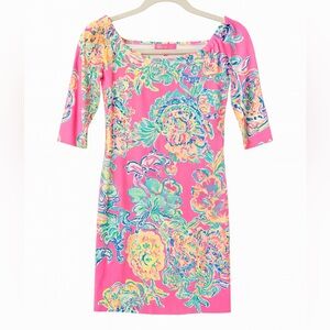 Lilly Pulitzer – Laurana Dress – Coral Reef Island Seacret Print - L - EUC